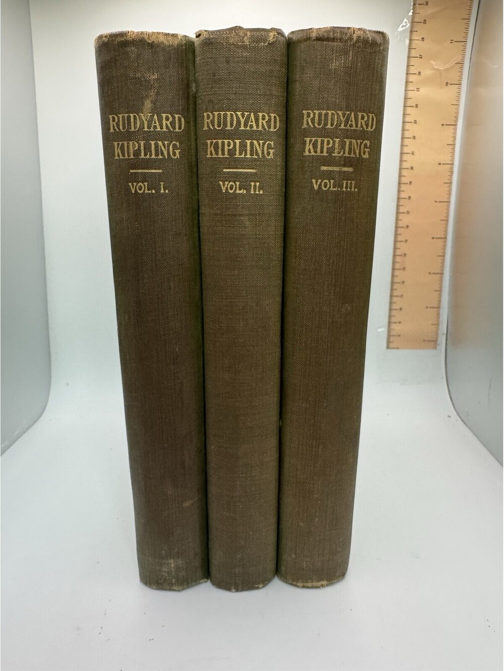 Vintage 1900s Vol. 1, 2, & 3 Selected Works Rudyard Kipling Green HC